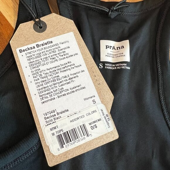 prAna Womens Becksa Bralette Knit Tank SMALL in Solid Black - Picture 5 of 7